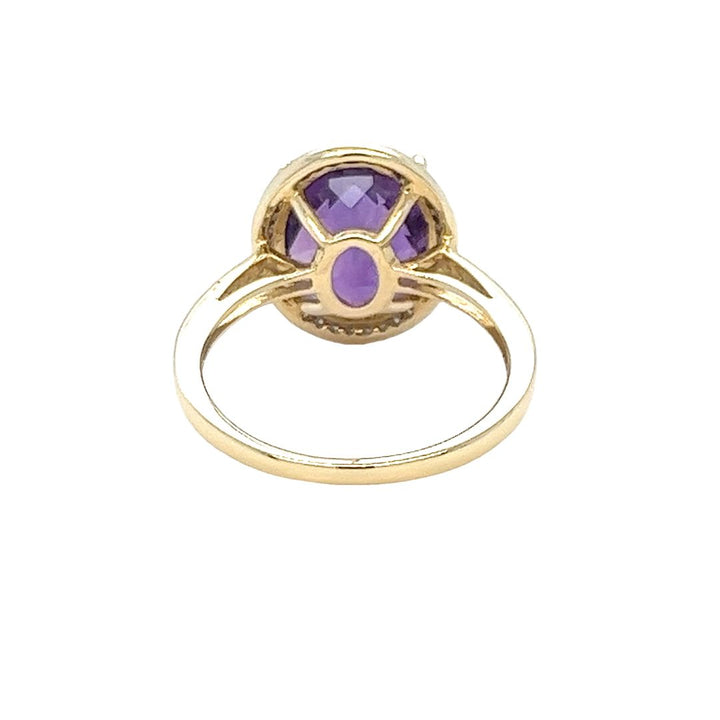 Amethyst and Diamond Halo Ring