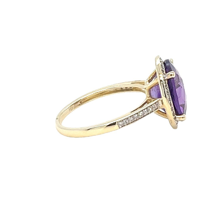 Amethyst and Diamond Halo Ring