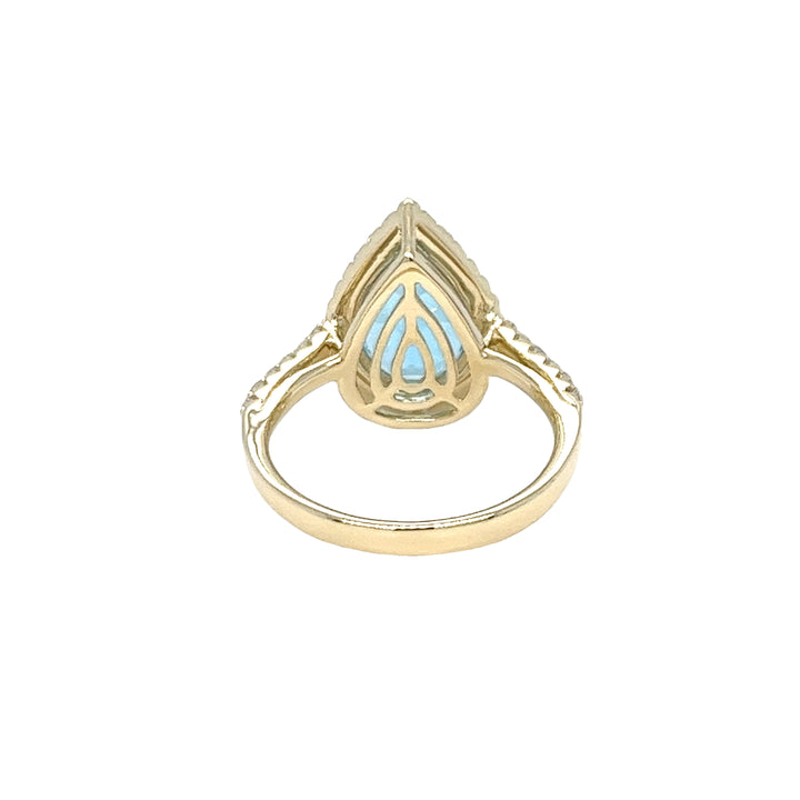 Blue Topaz and Diamond Halo Ring