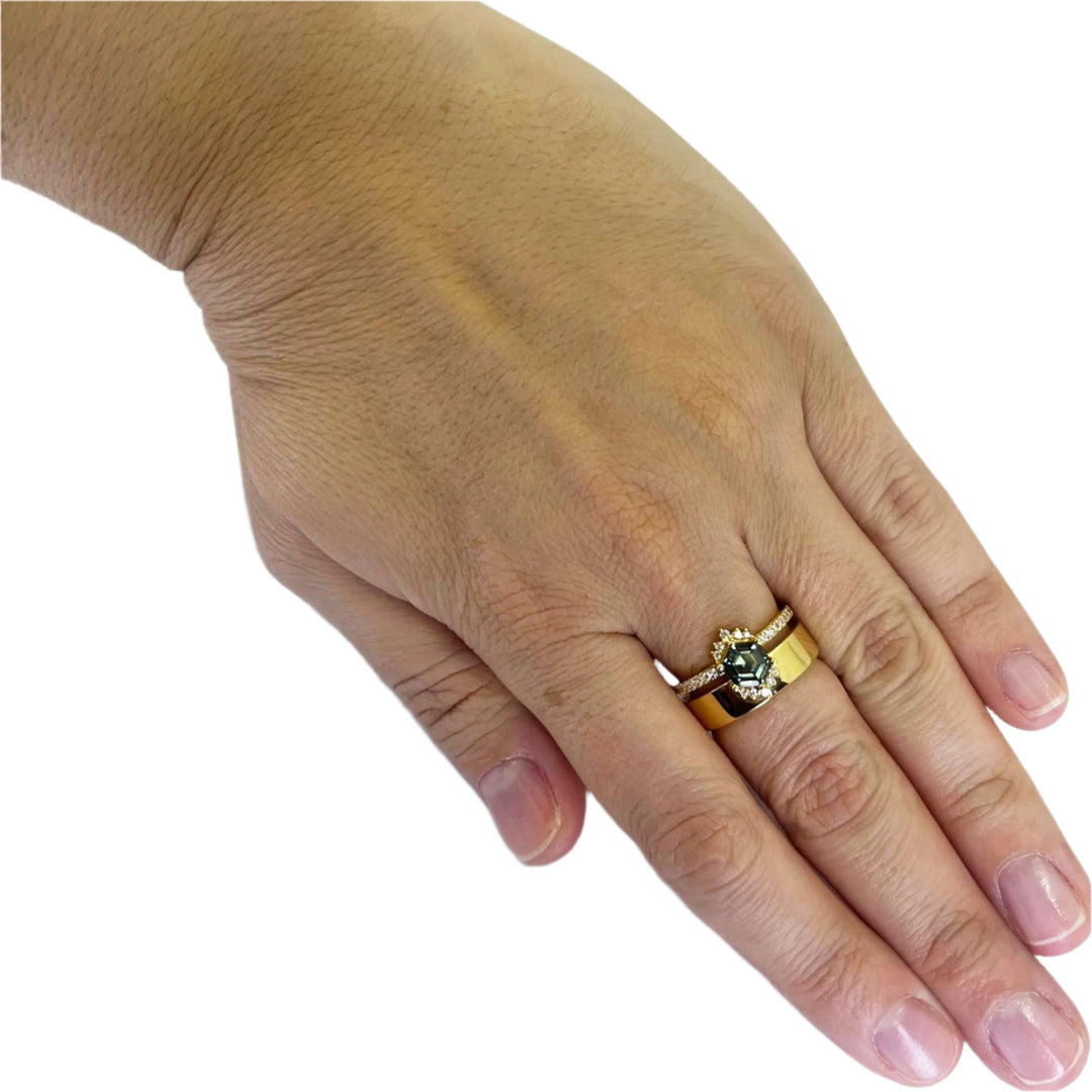 Teal Sapphire Cigar Ring
