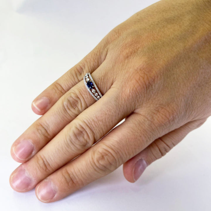 Sapphire and Diamond Stack Ring