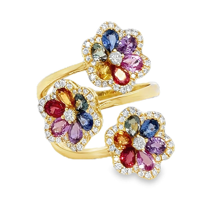 Multicolor Sapphire Flower Ring
