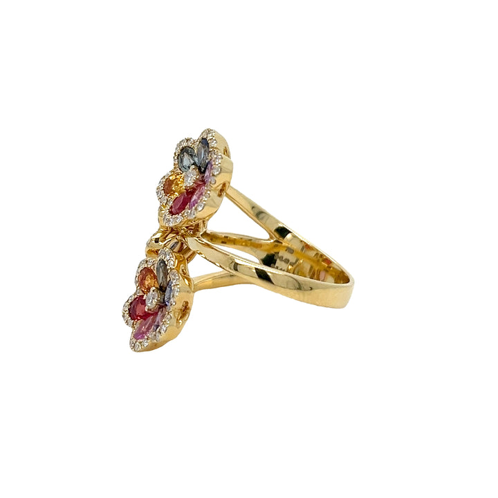 Multicolor Sapphire Flower Ring