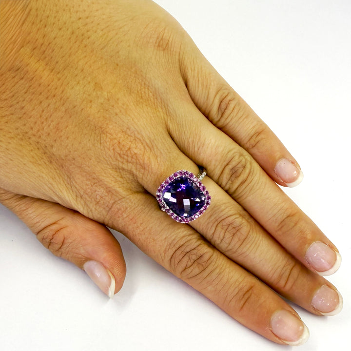 14K White Gold Amethyst Cocktail Ring