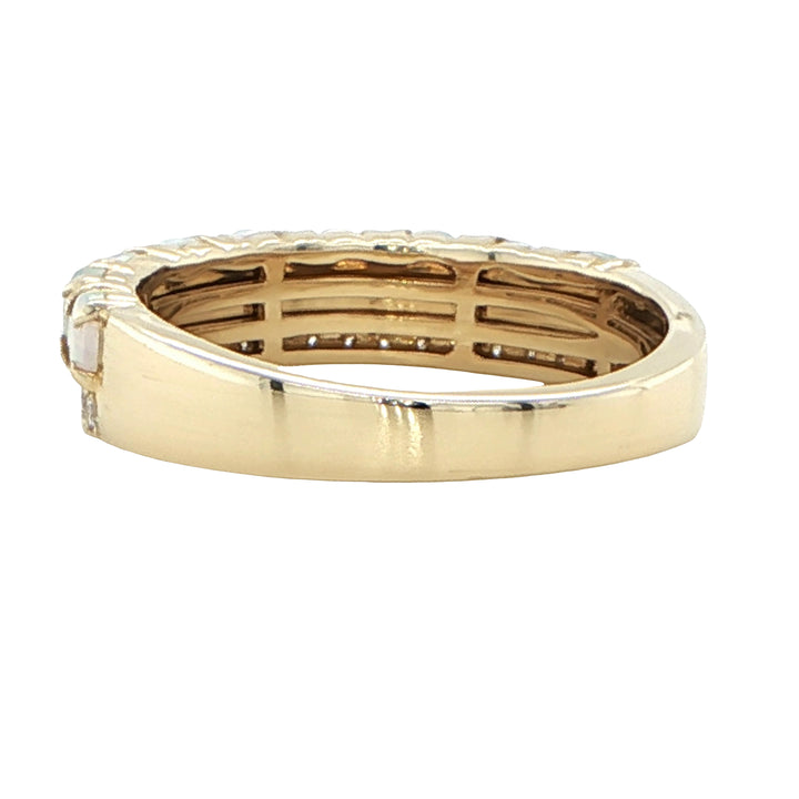 14K Yellow Gold Australian Opal Diamond Two Row Ring