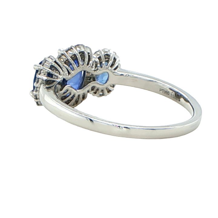 Platinum Three Stone Sapphire Diamond Ring