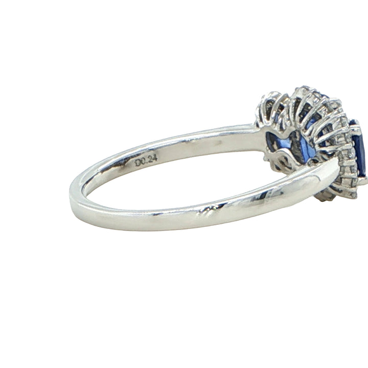 Platinum Three Stone Sapphire Diamond Ring
