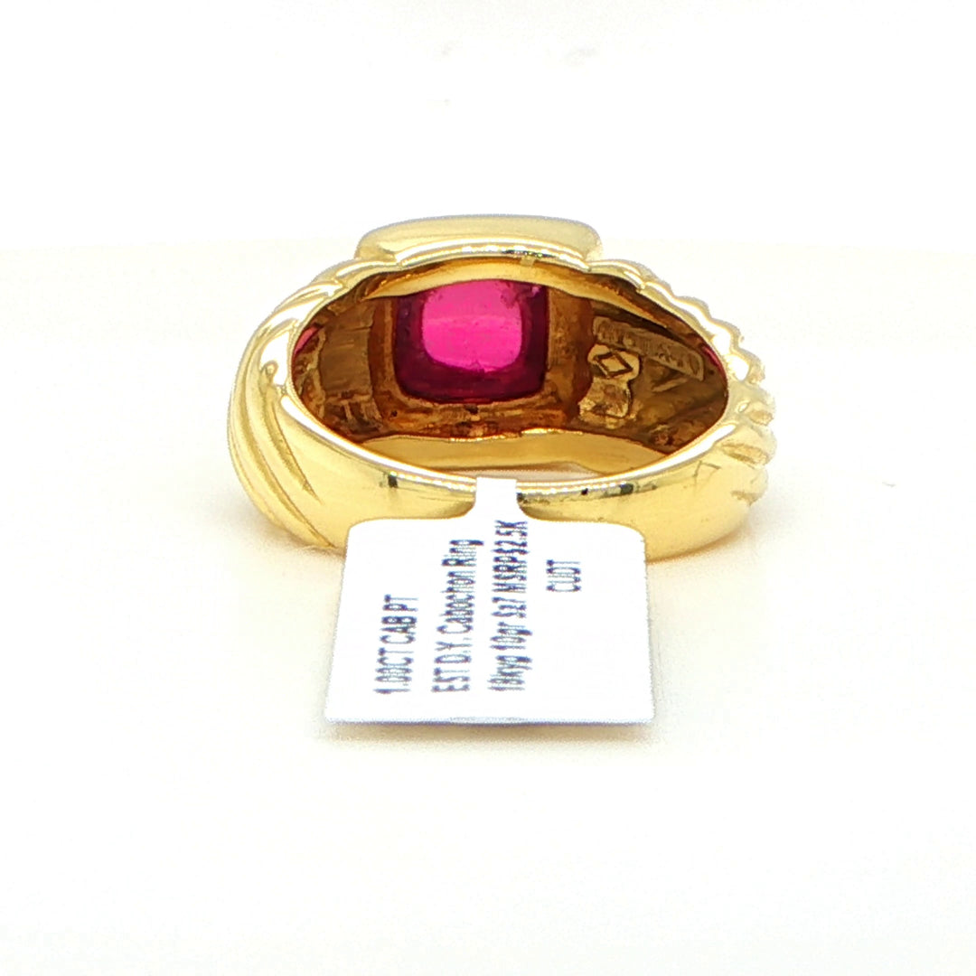 David Yurman 18K Yellow Gold Cushion Pink Tourmaline Cable Ring