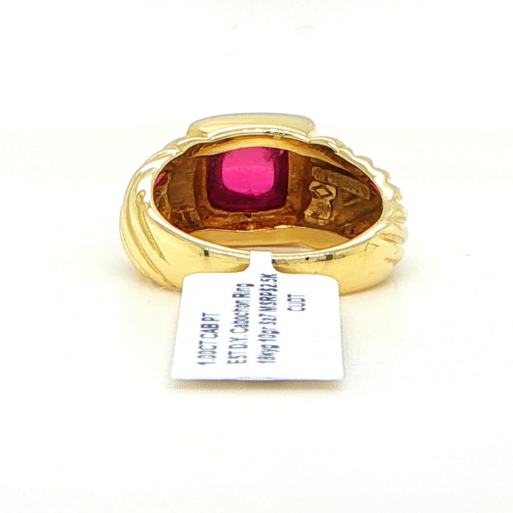David Yurman 18K Yellow Gold Cushion Pink Tourmaline Cable Ring