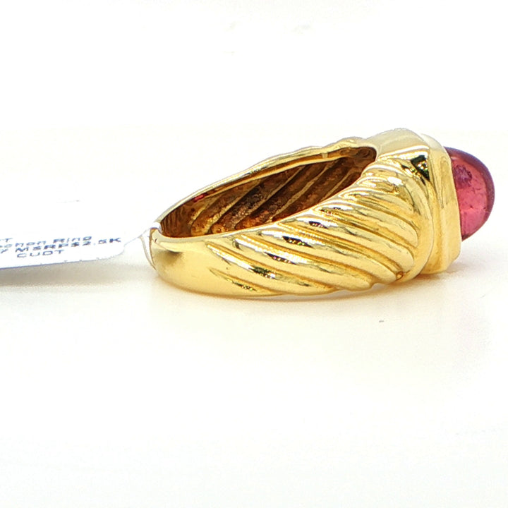 David Yurman 18K Yellow Gold Cushion Pink Tourmaline Cable Ring