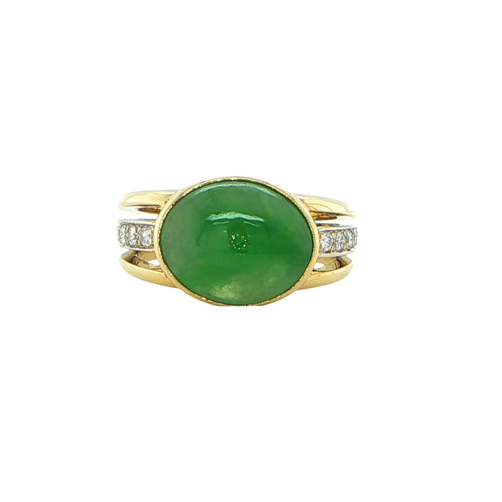 18K Yellow Gold Emerald & Diamond Ring