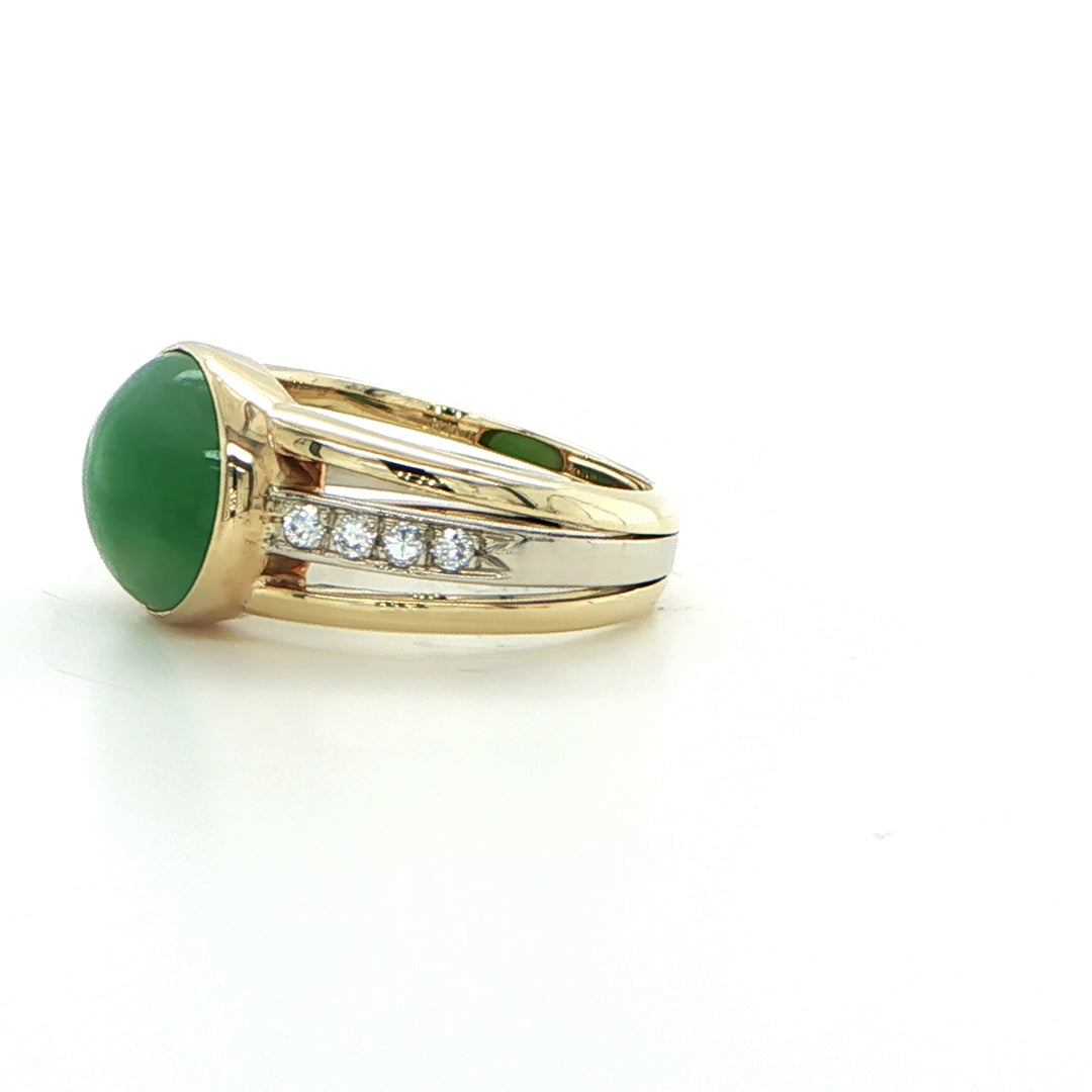 18K Yellow Gold Emerald & Diamond Ring