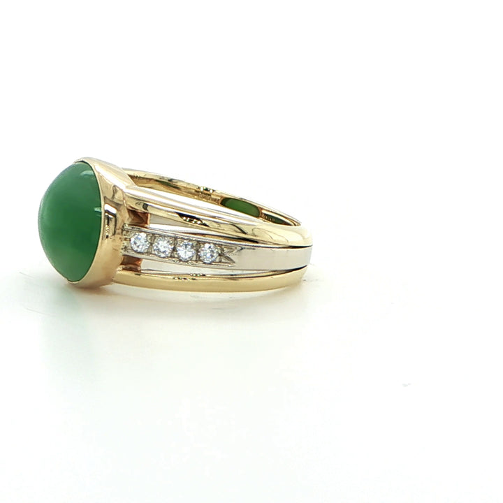 18K Yellow Gold Emerald & Diamond Ring
