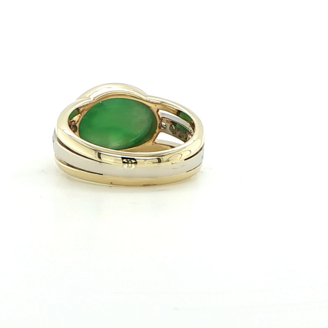 18K Yellow Gold Emerald & Diamond Ring