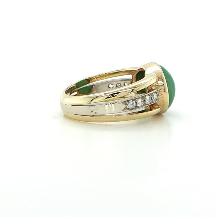 18K Yellow Gold Emerald & Diamond Ring