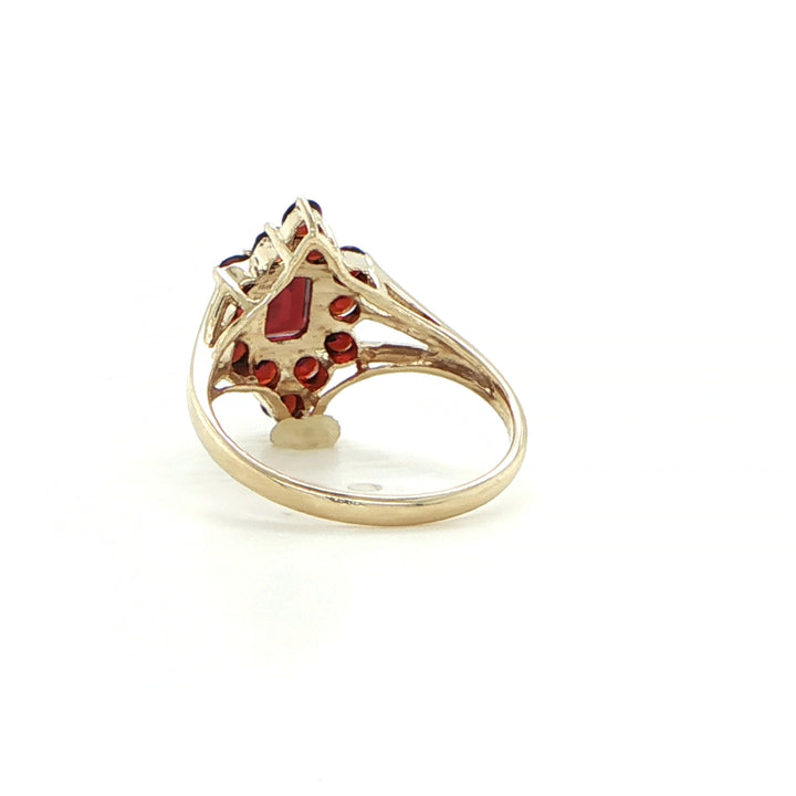 14K Yellow Gold Emerald & Garnet Fashion Ring