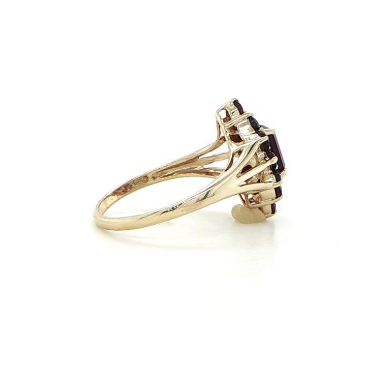 14K Yellow Gold Emerald & Garnet Fashion Ring