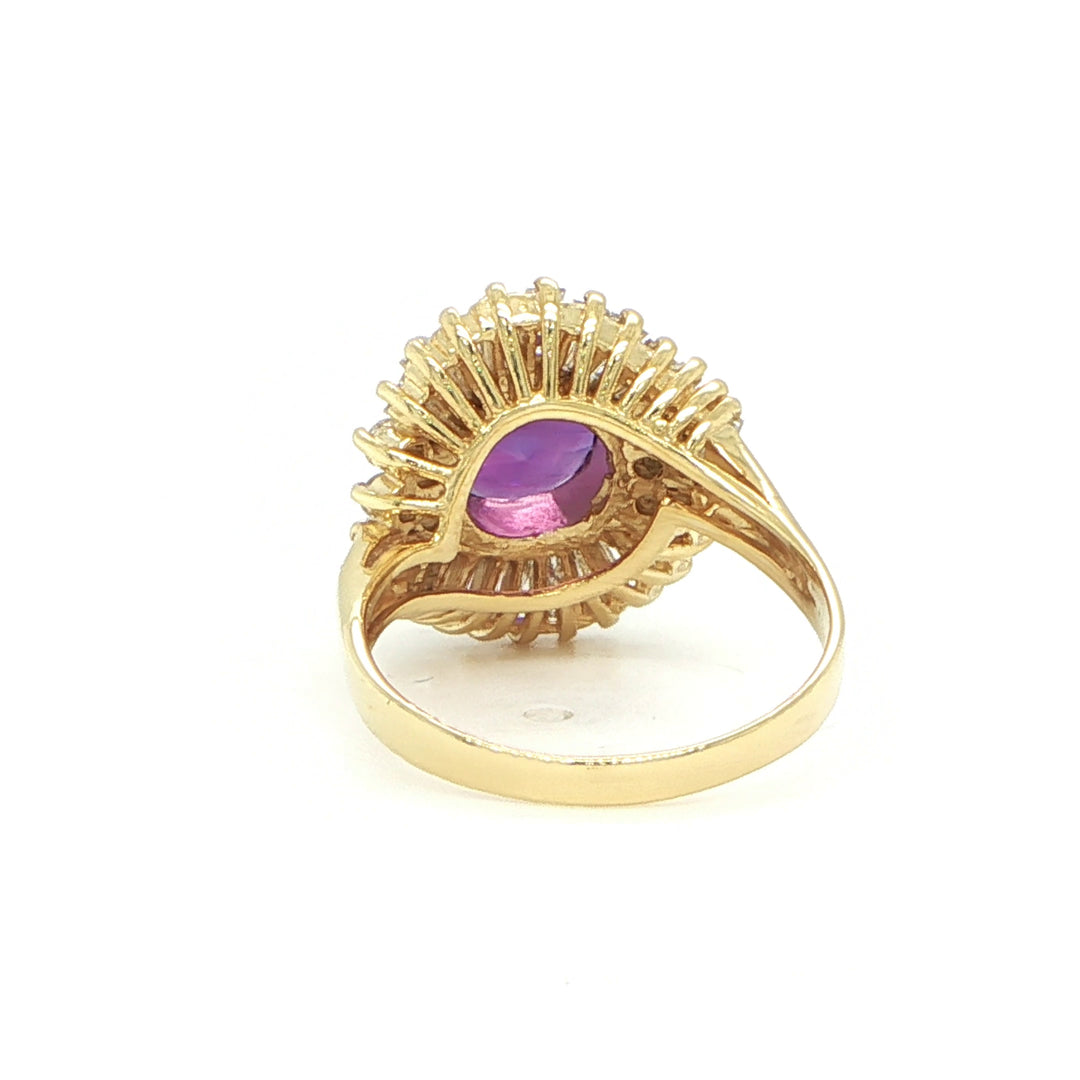 14K Yellow Gold Amethyst & Diamond Fashion Ring