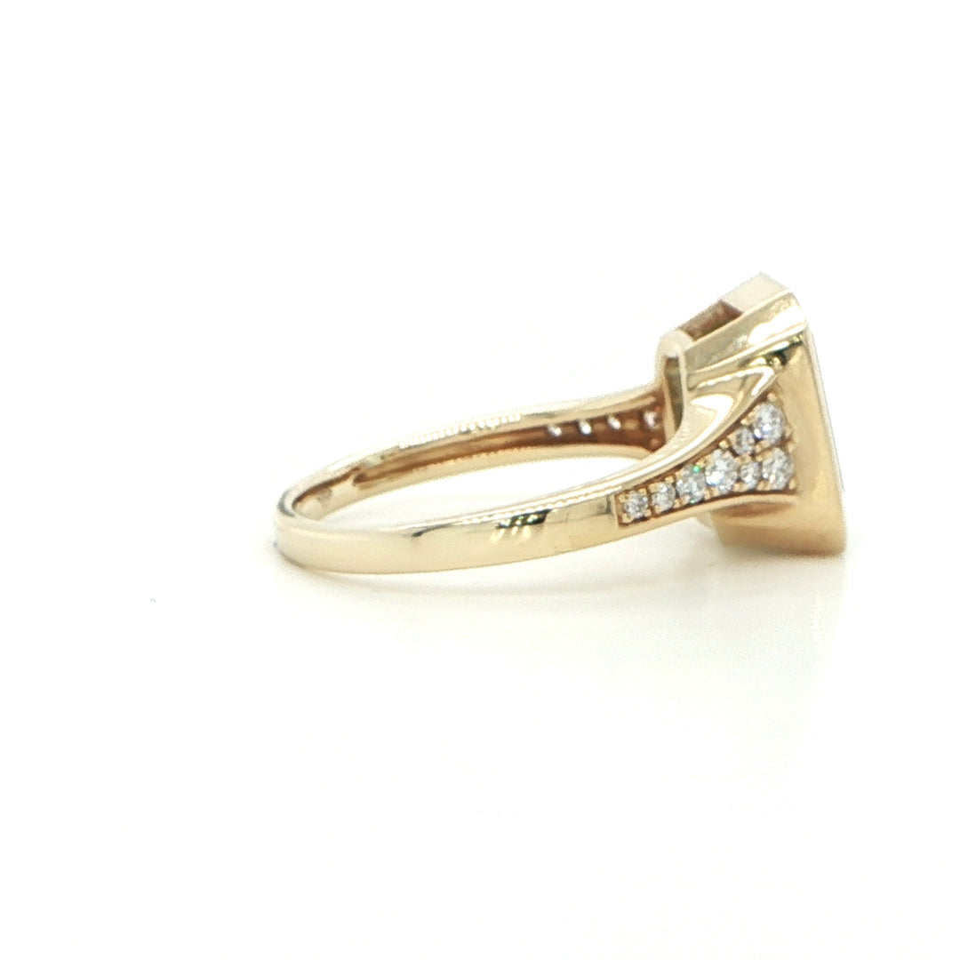 14K Yellow Gold Emerald-Cut Aquamarine & Diamond Ring