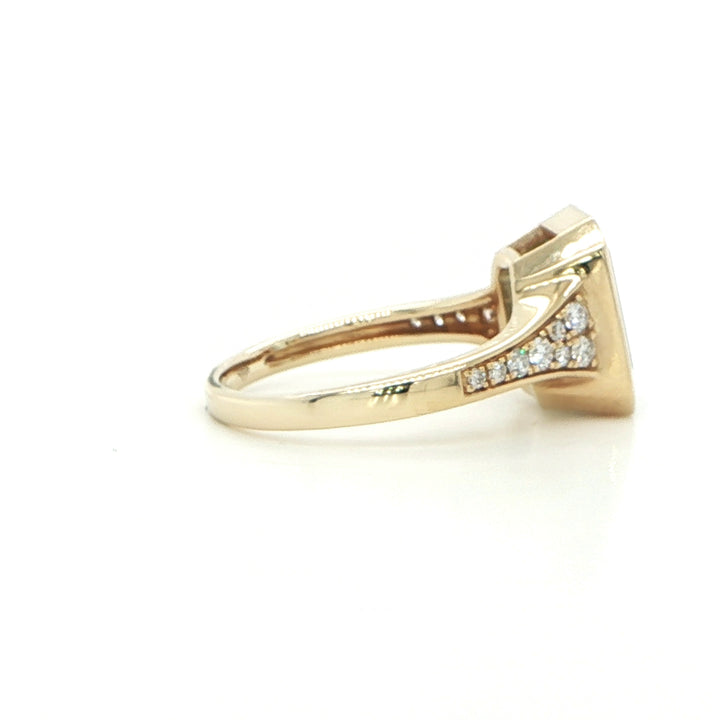 14K Yellow Gold Emerald-Cut Aquamarine & Diamond Ring