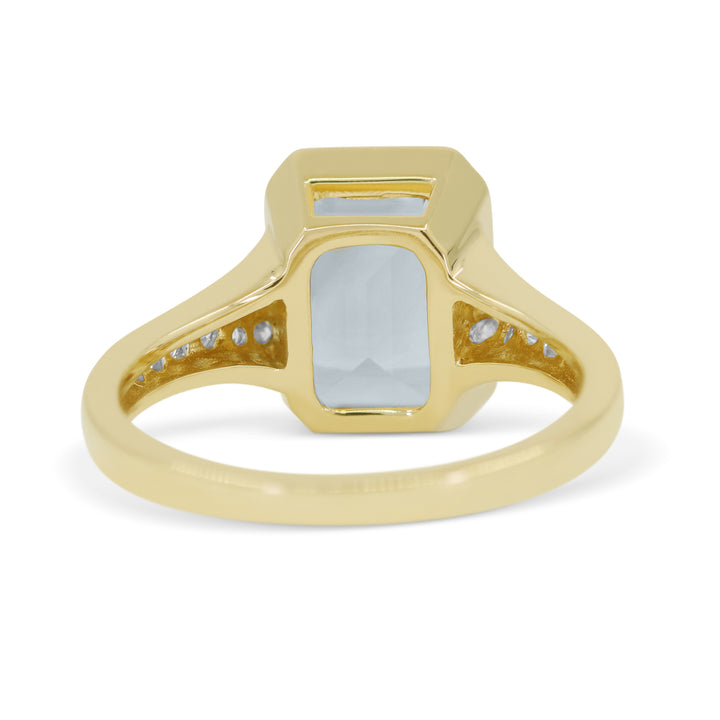 14K Yellow Gold Emerald-Cut Aquamarine & Diamond Ring