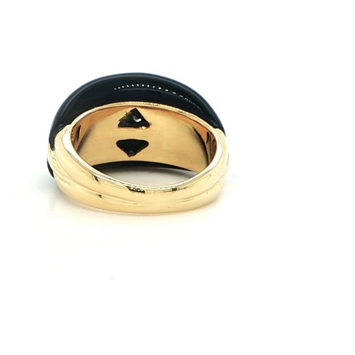 18K Yellow Gold Black Onyx & Diamond Ring