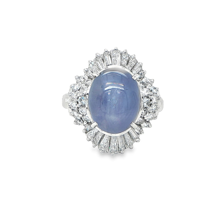 Platinum Star Sapphire & Diamond Ballerina Ring
