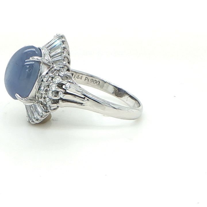 Platinum Star Sapphire & Diamond Ballerina Ring
