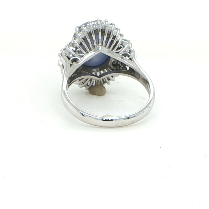 Platinum Star Sapphire & Diamond Ballerina Ring
