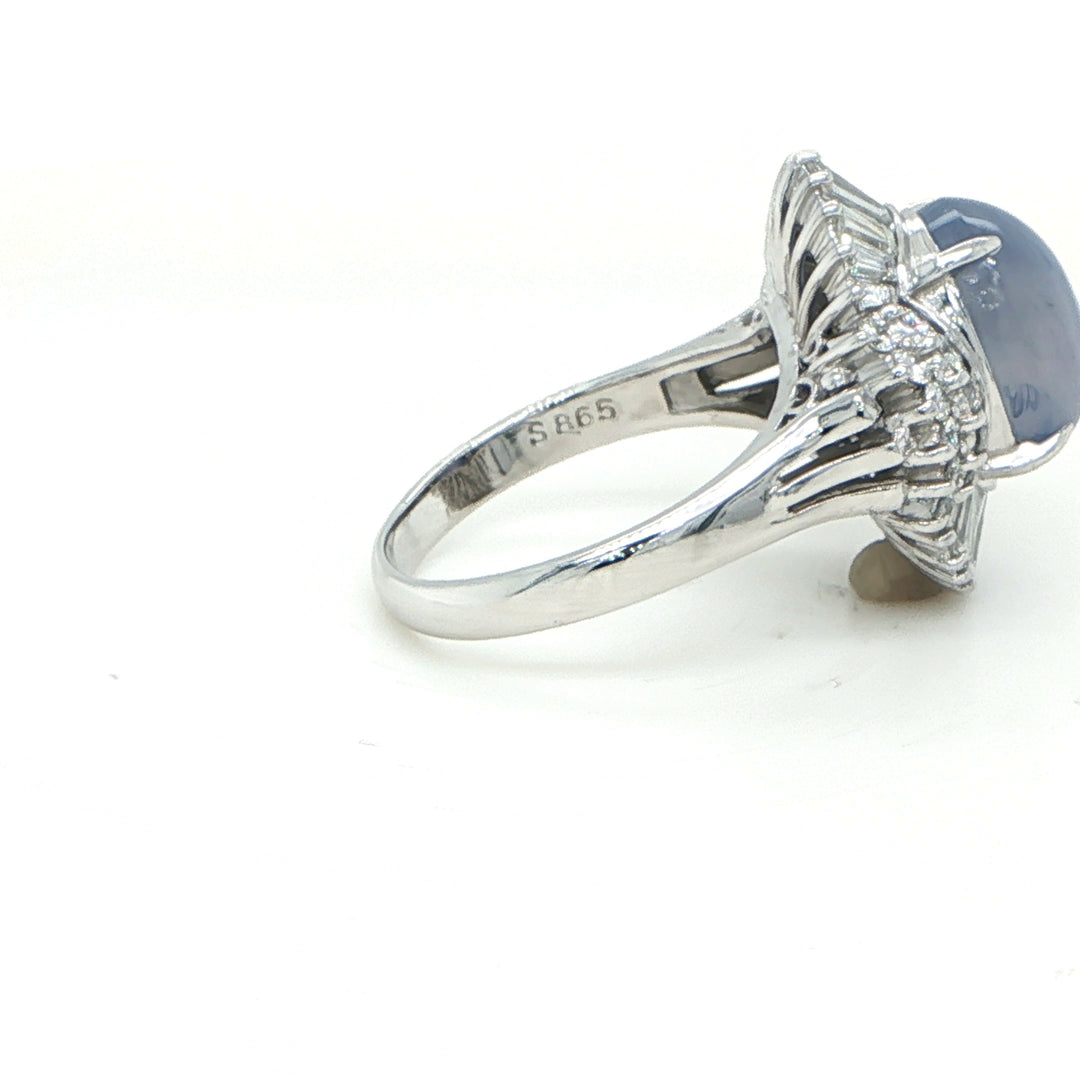 Platinum Star Sapphire & Diamond Ballerina Ring
