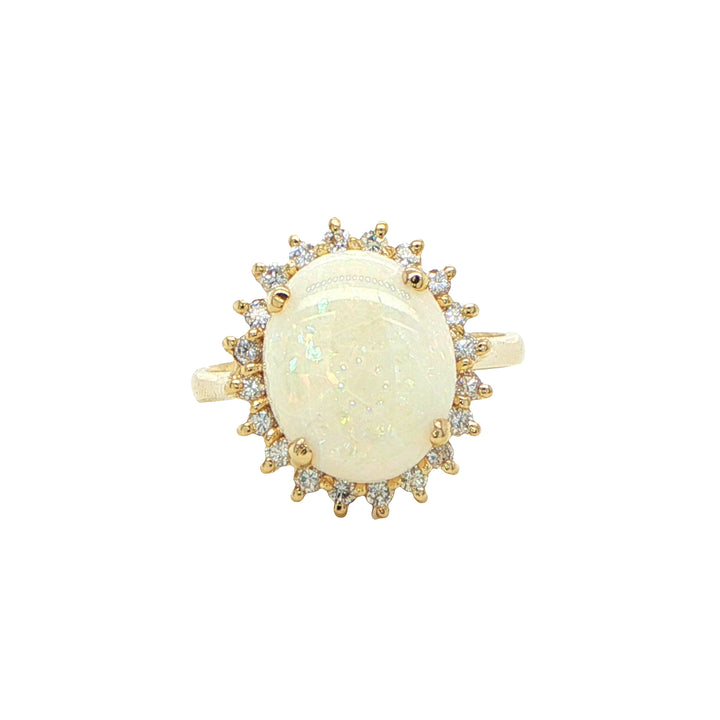 14K Yellow Gold Opal & Diamond Ring