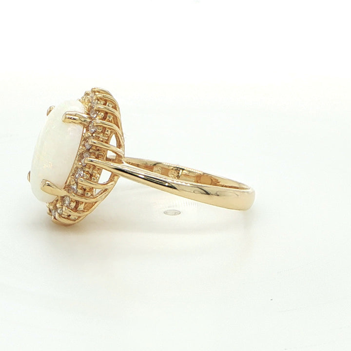 14K Yellow Gold Opal & Diamond Ring