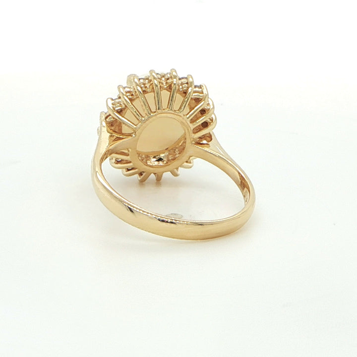 14K Yellow Gold Opal & Diamond Ring
