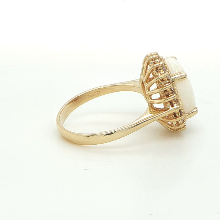 14K Yellow Gold Opal & Diamond Ring