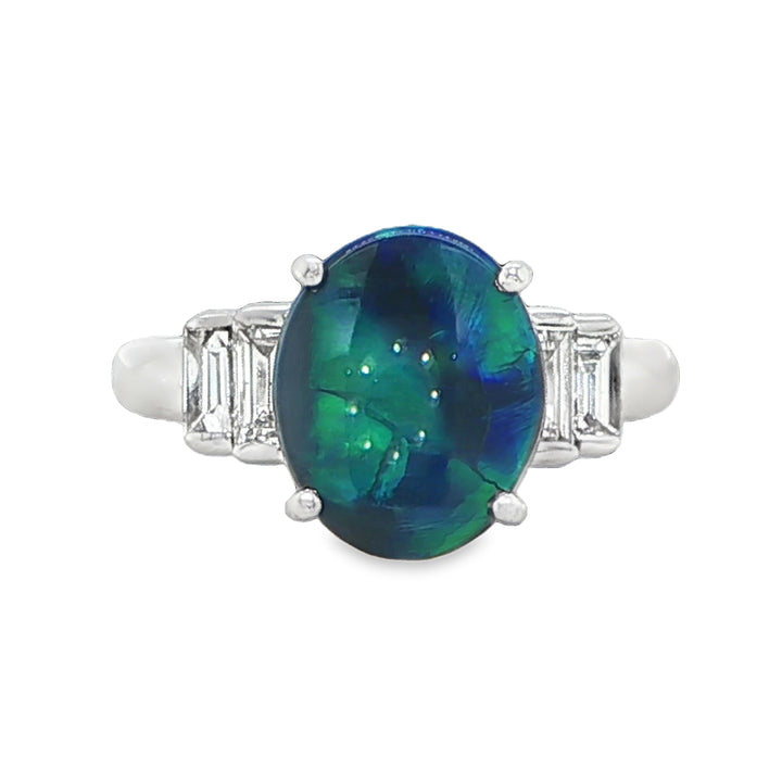 Platinum Black Opal & Diamond Ring