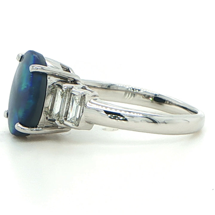 Platinum Black Opal & Diamond Ring