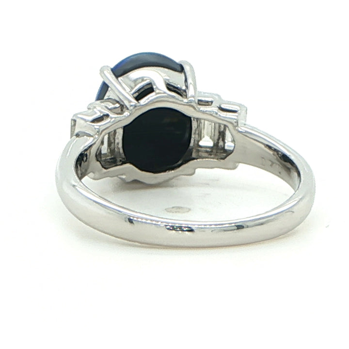 Platinum Black Opal & Diamond Ring