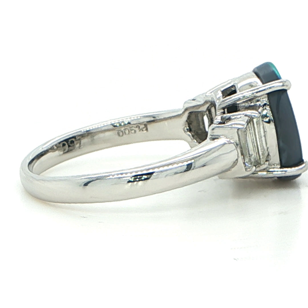 Platinum Black Opal & Diamond Ring