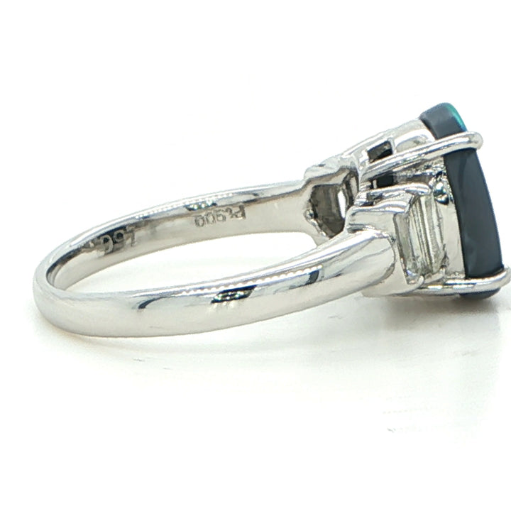 Platinum Black Opal & Diamond Ring