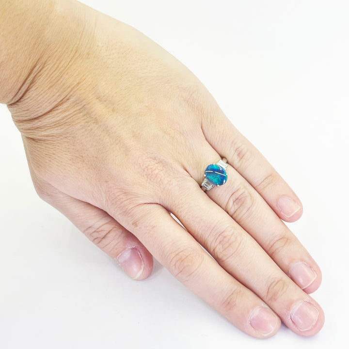 Platinum Black Opal & Diamond Ring