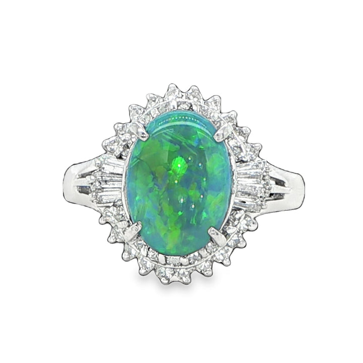 Platinum Opal & Diamond Ballerina Ring