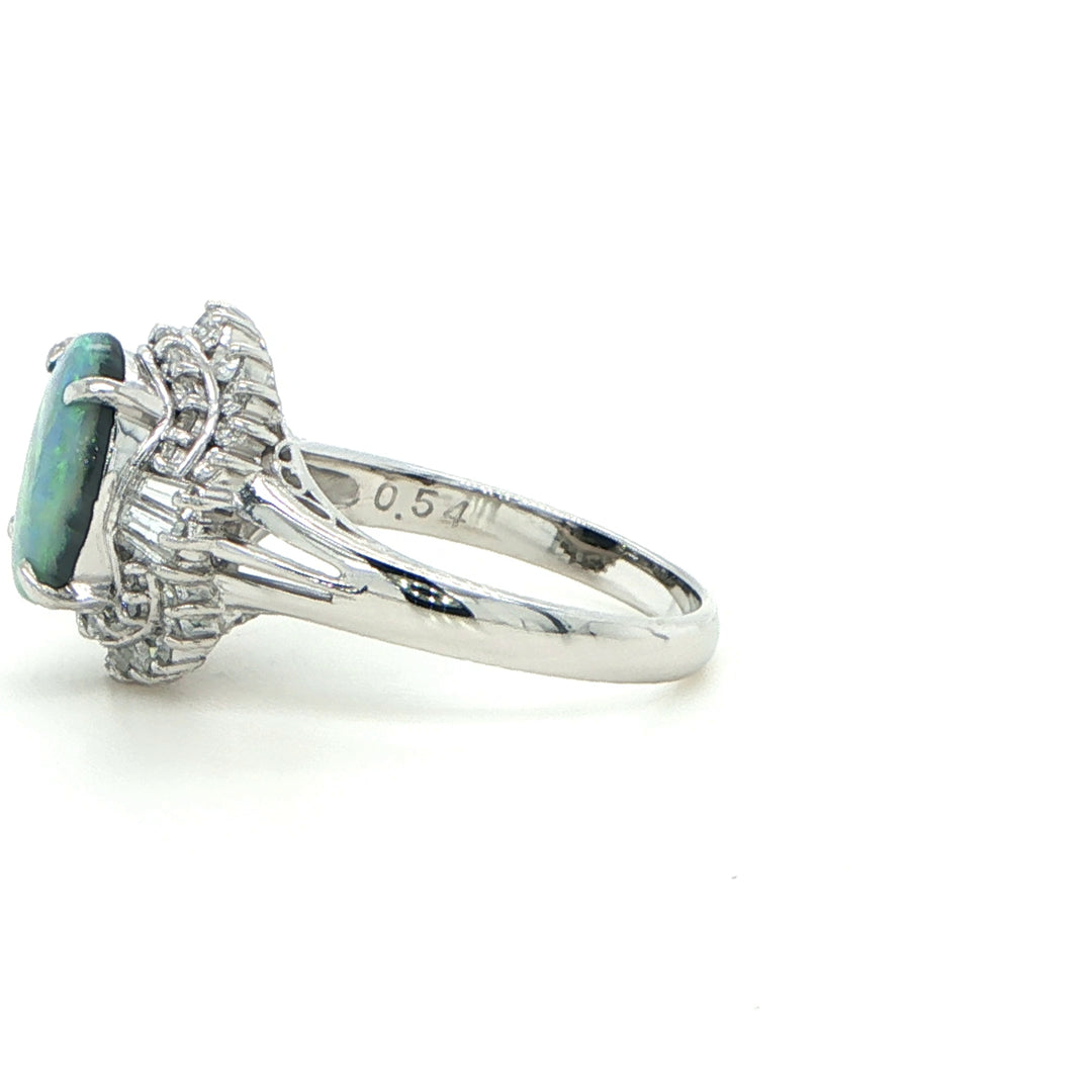 Platinum Opal & Diamond Ballerina Ring