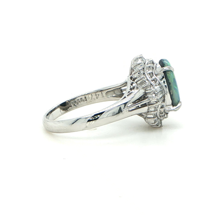 Platinum Opal & Diamond Ballerina Ring