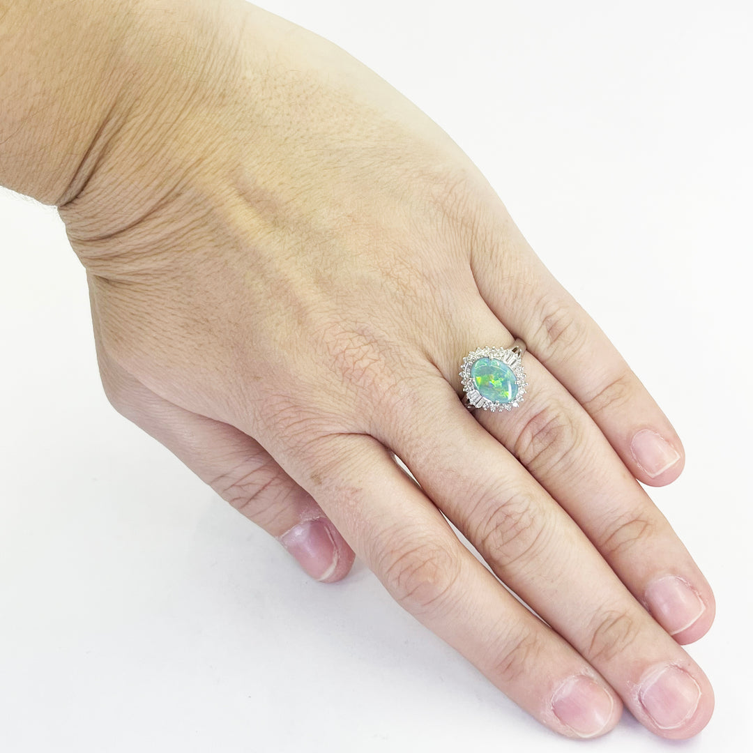 Platinum Opal & Diamond Ballerina Ring