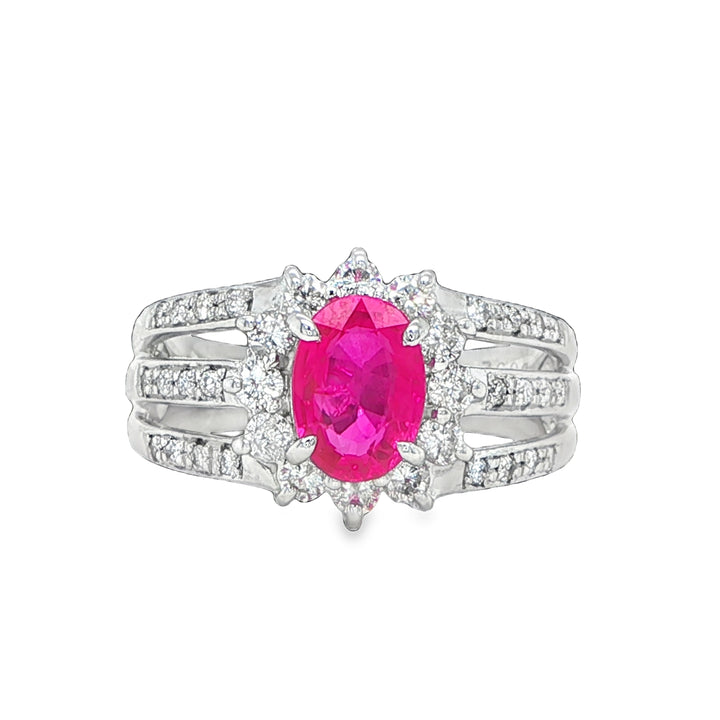 Platinum Oval Ruby & Diamond Ring