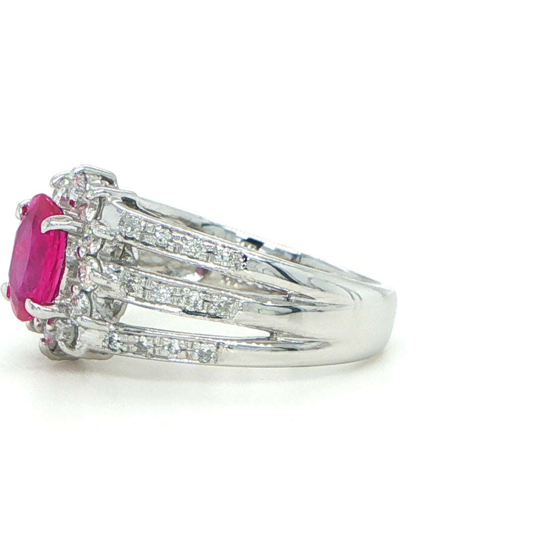 Platinum Oval Ruby & Diamond Ring