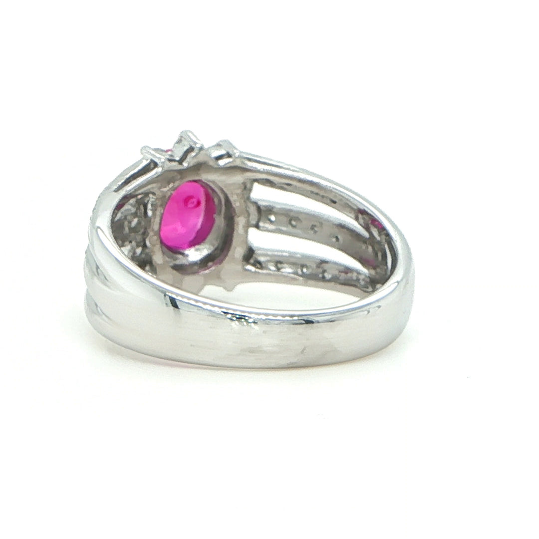 Platinum Oval Ruby & Diamond Ring
