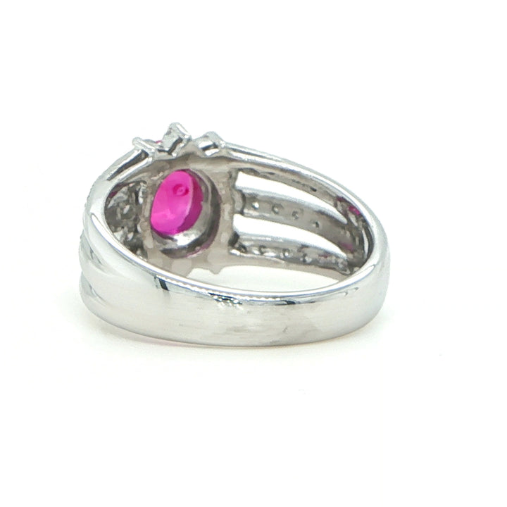 Platinum Oval Ruby & Diamond Ring