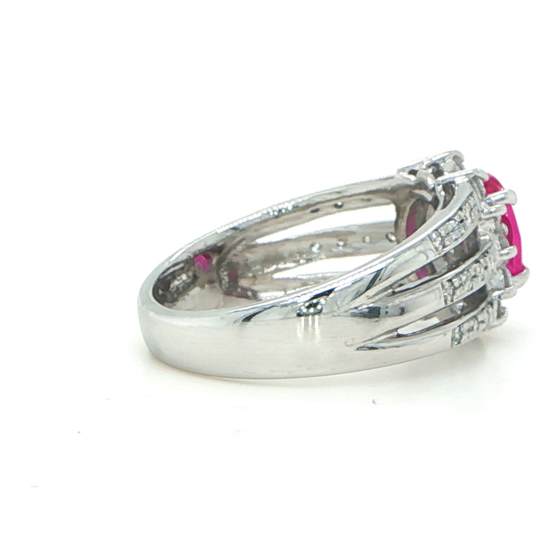 Platinum Oval Ruby & Diamond Ring