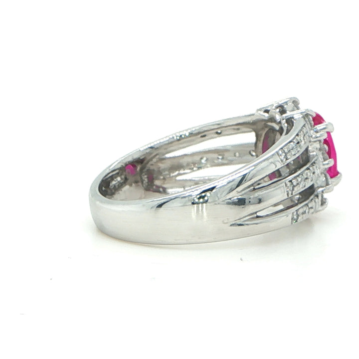 Platinum Oval Ruby & Diamond Ring